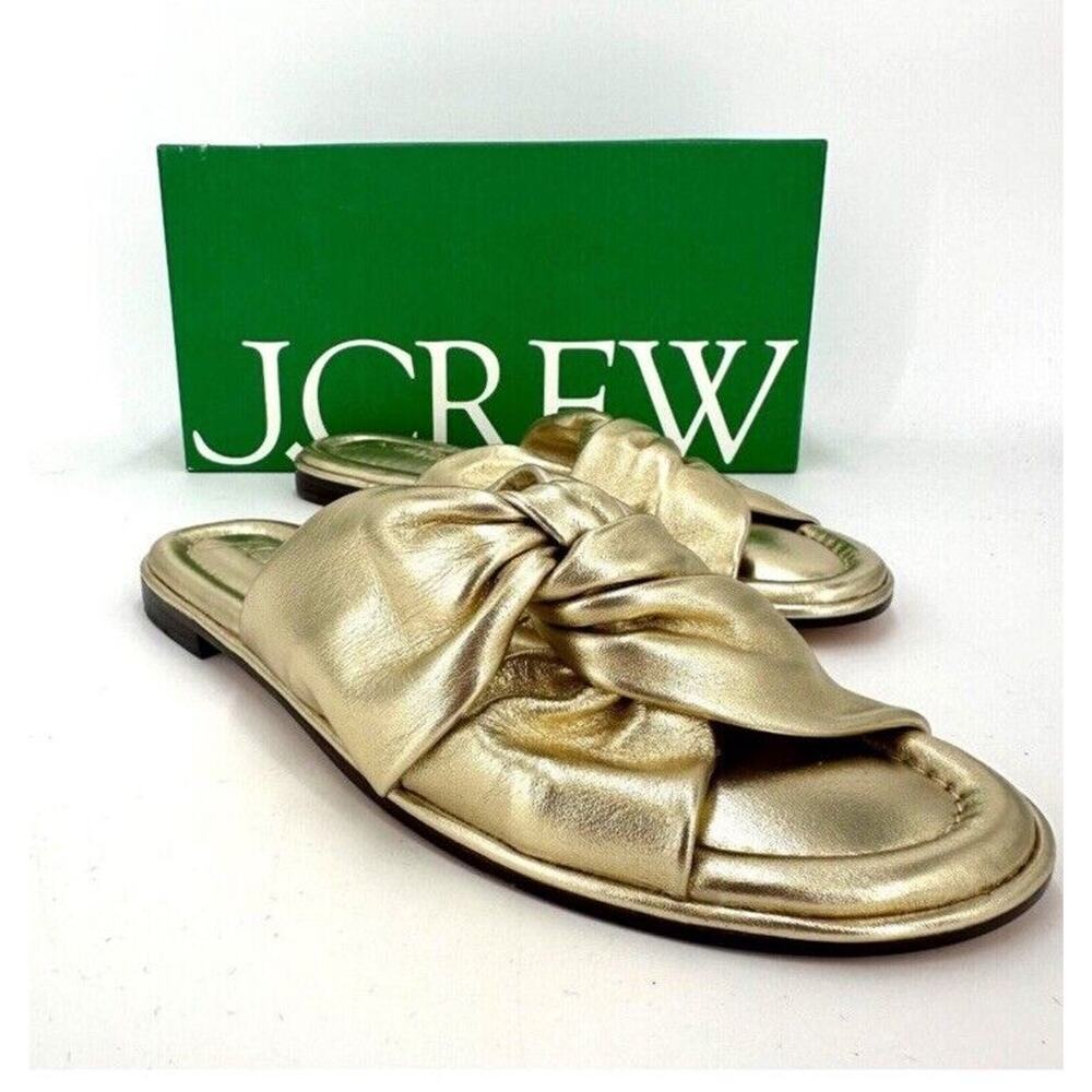 J.CREW WOMEN SANDAL LEATHER GOLD TWISTED KNOT SIZE 9.5